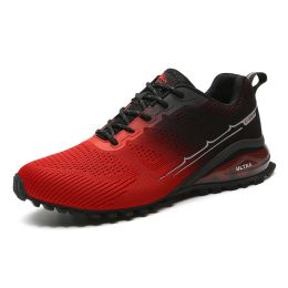 Hiking Shoes Men Trekking Mountain Climbing Boots Backpacking Non-slip Trail Hiking Sneakers Men's Amped Hiking Boots for Male (Color: Black Red, size: 41)