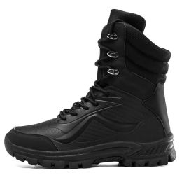 Tactical Shoes Men Hiking Boots Outdoor Camping Autumn Military Boots Microfiber Mountain Climbing Shoes Forces Equipment 39-45 (Color: Black, size: 45)