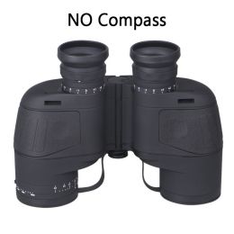 HD 10X50 High Power Binoculars with Rangefinder Compass for Hunting Boating Bird Watching Nitrogen Floating Waterproof (Color: NO Compass Black)