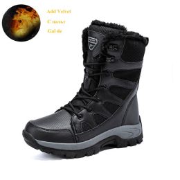 Comfort Beige Outdoor Hiking Boots Couple Men Trekking Shoes Women Big Size Military Tactical Boots For Men hiking sheos snow bo (Color: Black Fur -210, size: 40)