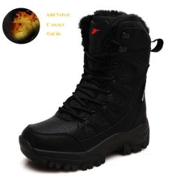 Comfort Beige Outdoor Hiking Boots Couple Men Trekking Shoes Women Big Size Military Tactical Boots For Men hiking sheos snow bo (Color: Black Fur -S208-1, size: 43)