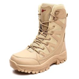 Comfort Beige Outdoor Hiking Boots Couple Men Trekking Shoes Women Big Size Military Tactical Boots For Men hiking sheos snow bo (Color: Brown -S208, size: 39)