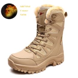 Comfort Beige Outdoor Hiking Boots Couple Men Trekking Shoes Women Big Size Military Tactical Boots For Men hiking sheos snow bo (Color: Brown Fur -S208-1, size: 43)