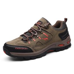 High Quality Men Hiking Shoes Autumn Winter Brand Outdoor Mens Sport Trekking Mountain Boots Waterproof Climbing Athletic Shoes (Color: Khaki, size: 42)