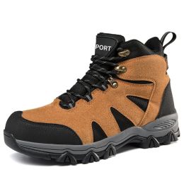 Men's Outdoor Hiking Shoes Mountaineer Climbing Sneakers Waterproof Tactical Hiking Shoes Men Camping Walking Boots (Color: Orange, size: 44)