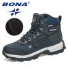 BONA 2022 New Arrival Pro-Mountain Ankle Hiking Boots Men Outdoor Sports Plush Warm High Top Walking Training Footwear Masculino