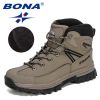 BONA 2022 New Designers Classics Winter Snow Boots Men Action Leather Super Warm Ankle Boots Man Hiking Boots Plush Shoes Male