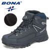 BONA 2022 New Designers Classics Winter Snow Boots Men Action Leather Super Warm Ankle Boots Man Hiking Boots Plush Shoes Male