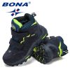 BONA 2020 New Designers Outdoor Hiking Boots Kids Leather Mountain Boots Children Climbing Sport Snow Shoes Boys Plush Warm