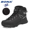 BONA 2022 New Designers Classics Winter Snow Boots Men Action Leather Super Warm Ankle Boots Man Hiking Boots Plush Shoes Male